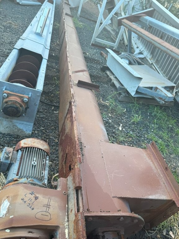 Conveyor Screw Type 11.1m long x 320mm Dia with Motor and gearbox