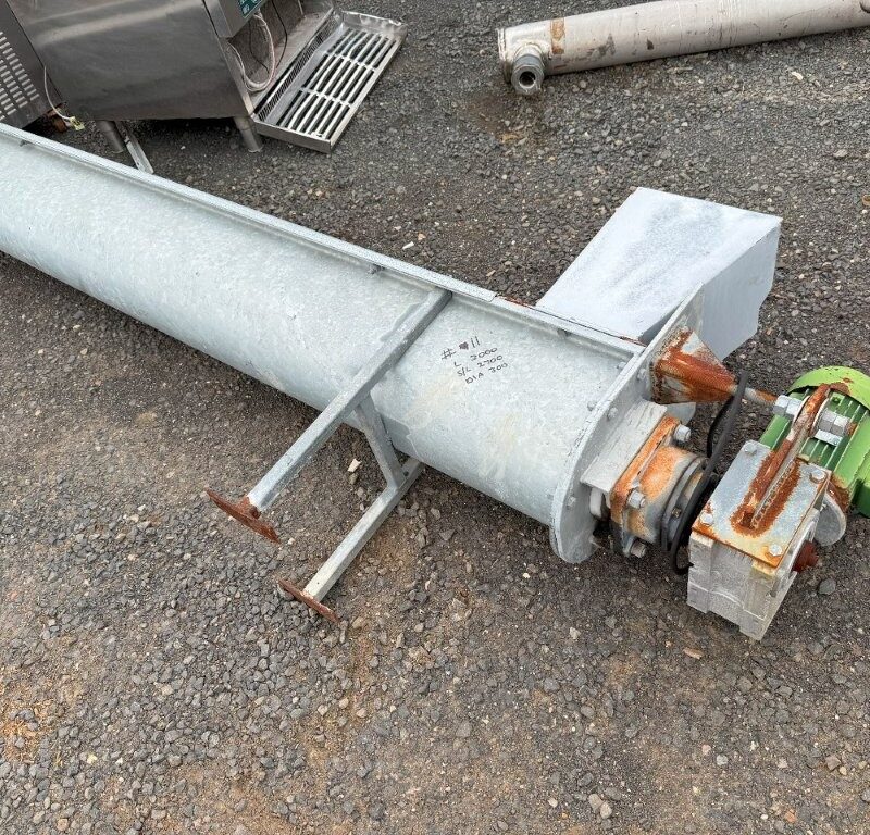 Conveyor Screw Type 3m long x 300mm Dia with Motor and gearbox